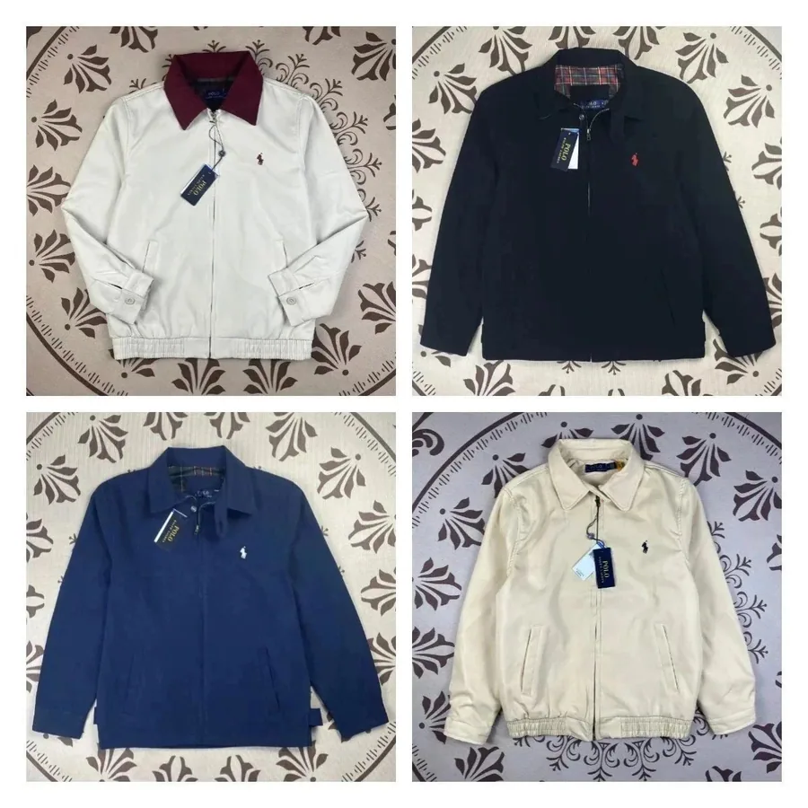 Polo Ralph Lauren Classic Cotton Twill Jacket - White with Burgundy Collar — listing photograph