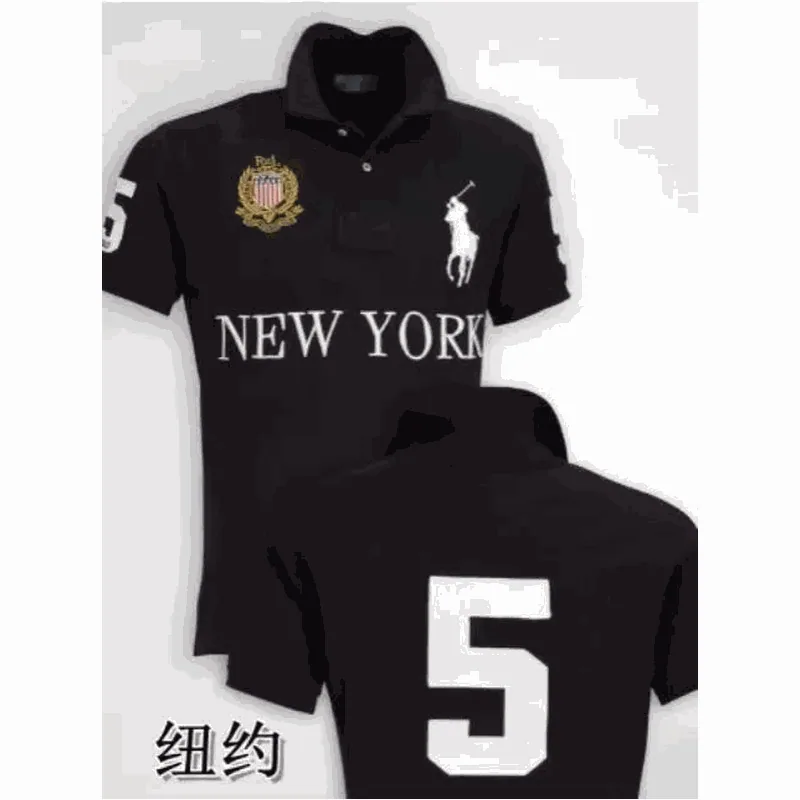 Polo Ralph Lauren New York Black Polo Shirt with Large Number 5 — listing photograph