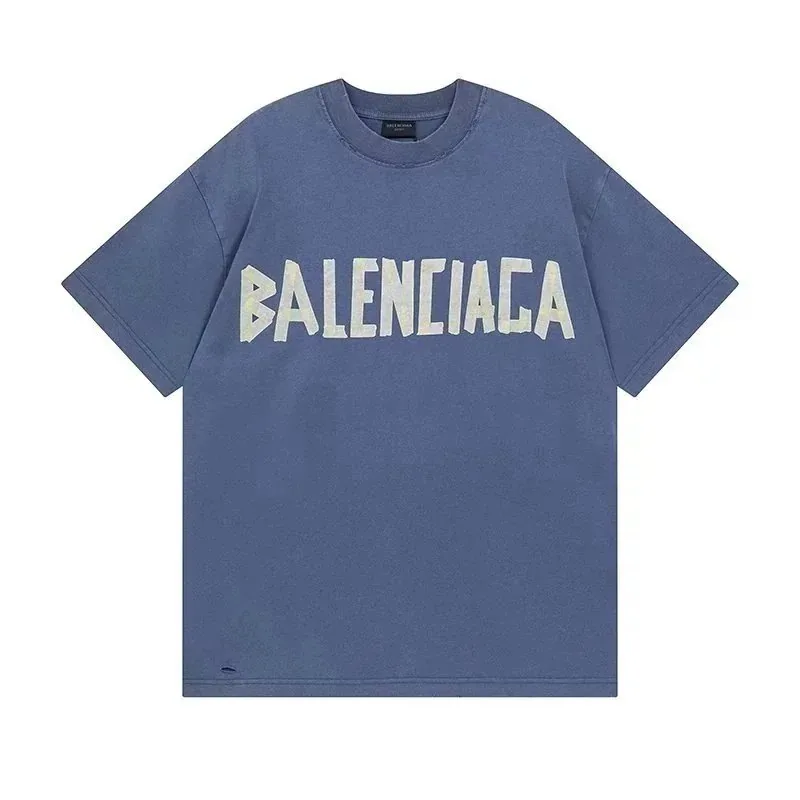 Balenciaga Oversized Logo T-Shirt in Washed Blue — listing photograph