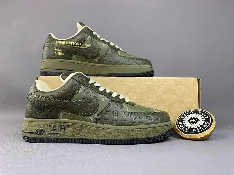Louis Vuitton x Nike Air Force 1 Olive Monogram Camo — listing photograph