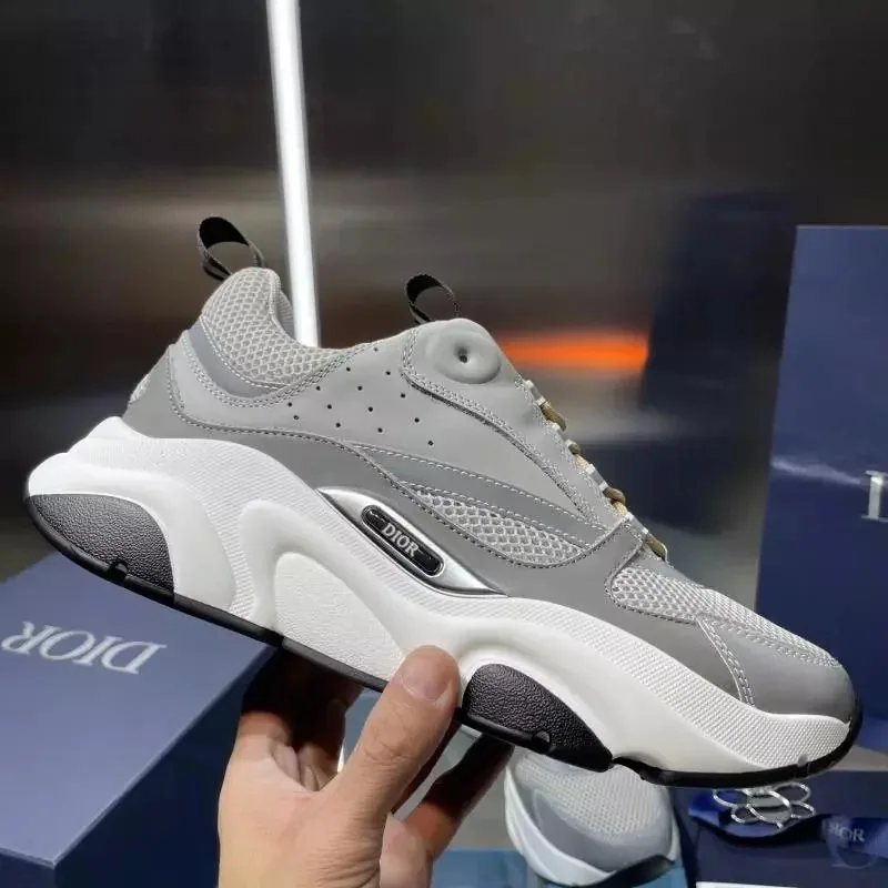 Dior B23 Low-Top Sneaker Gray Mesh White Chunky Sole — listing photograph