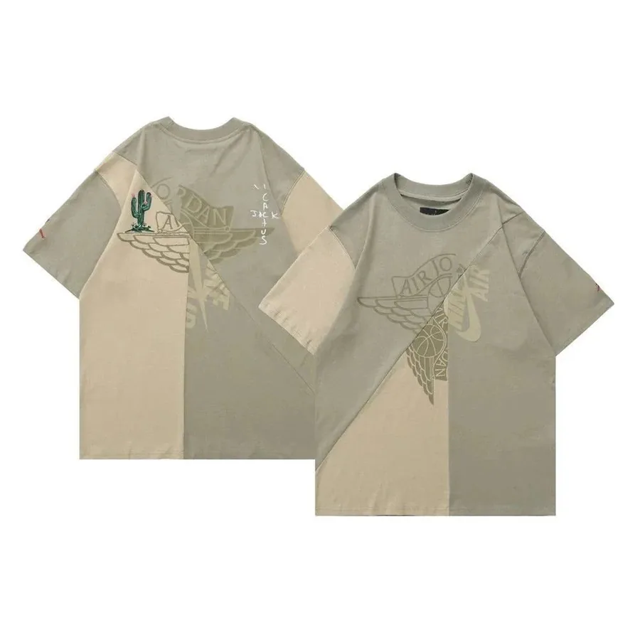 Nike Jordan x Travis Scott Cactus Jack Patchwork T-Shirt Olive — listing photograph