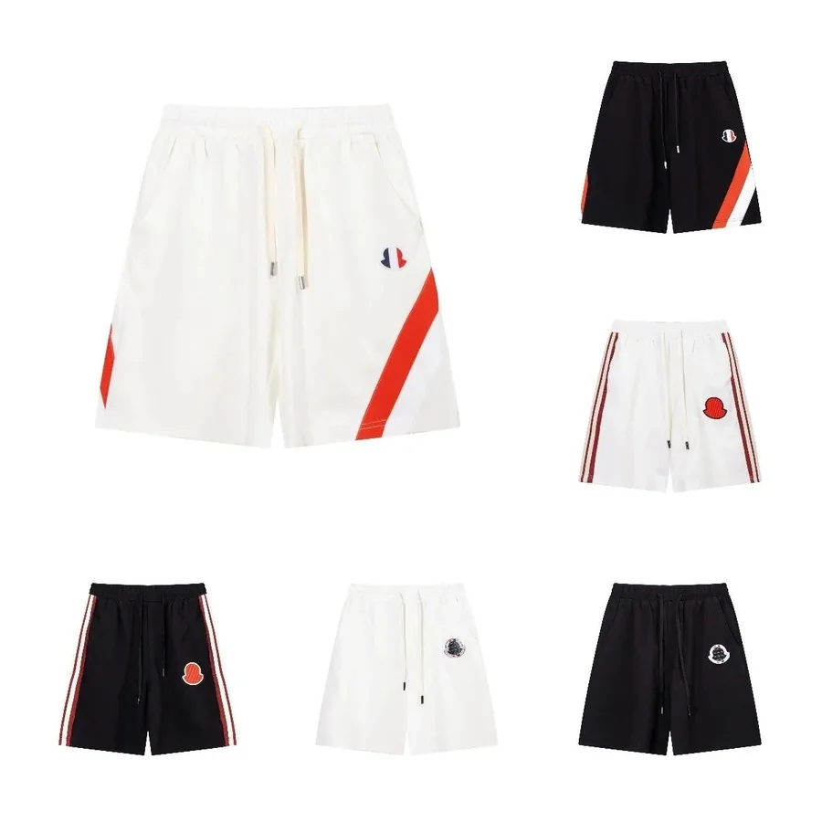 Moncler Diagonal Stripe Shorts - White with Red Accent — listing photograph