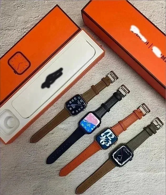 Hermès Apple Watch Series 7 with Leather Strap - Orange Box Edition — listing photograph