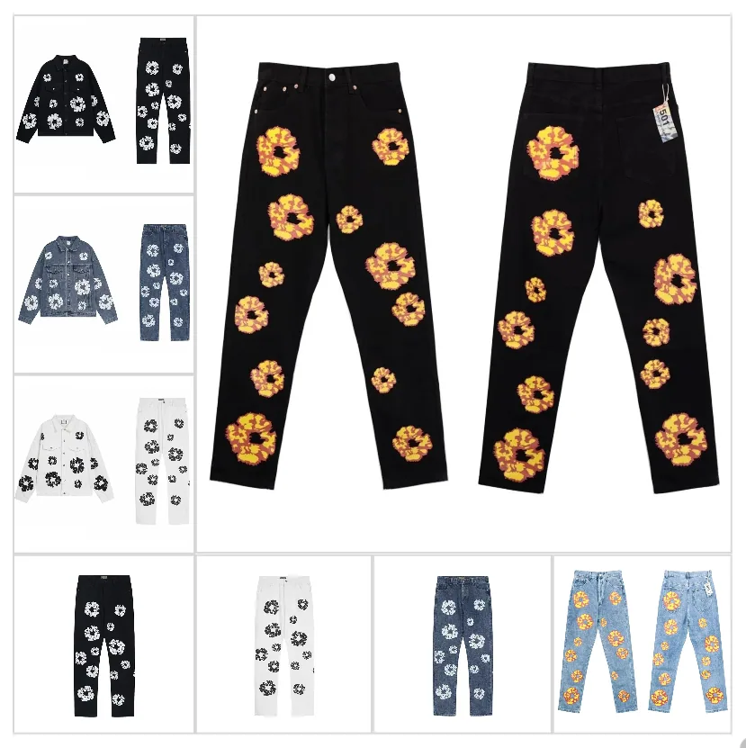 Levi's 501 Flower Print Black Denim Jeans - Pixelated Sunflower Design — listing photograph