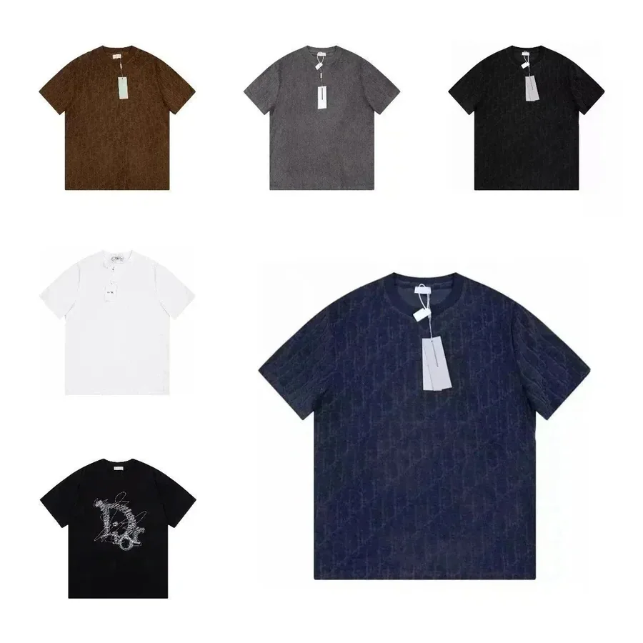 Dior Oblique Jacquard T-Shirt Navy Blue Textured Pattern — listing photograph