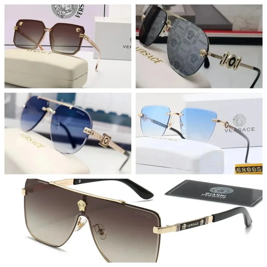 Versace Medusa Head Aviator Sunglasses Brown Gradient Gold Frame — listing photograph