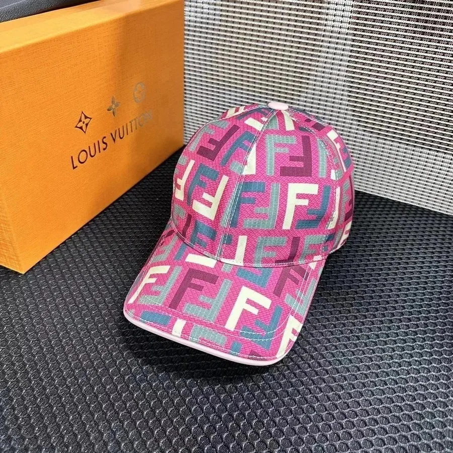 Fendi FF Logo Baseball Cap Pink Multicolor Monogram Pattern — listing photograph