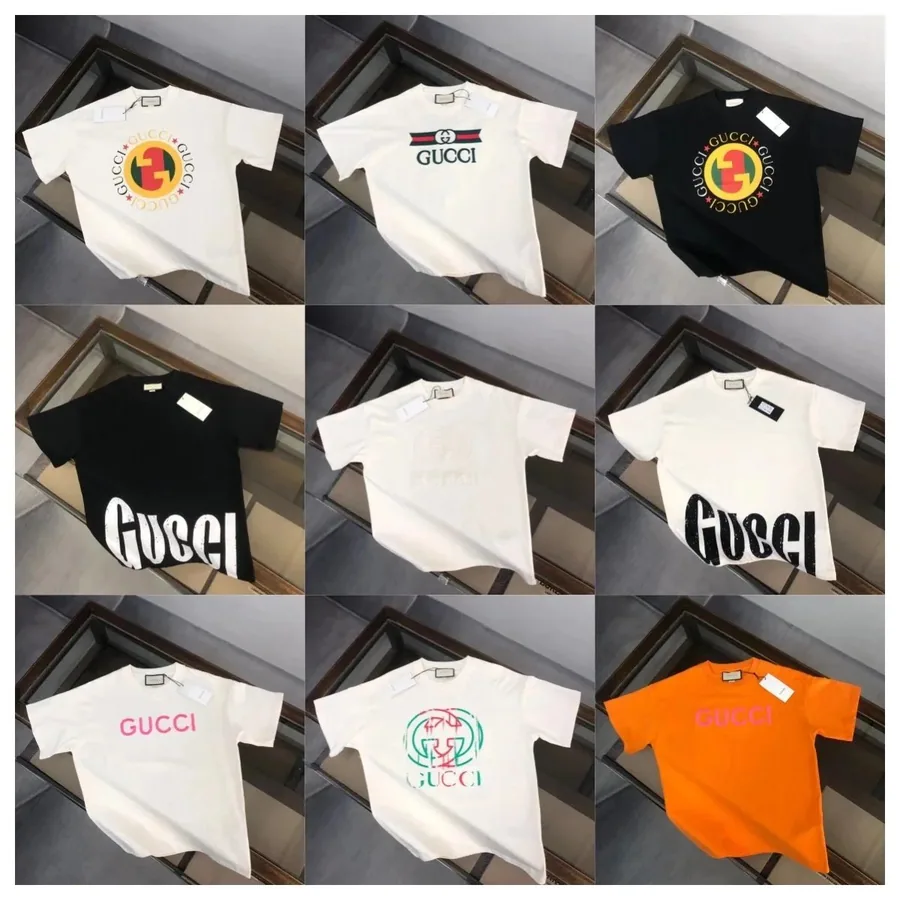 Gucci Circle Logo Print Cotton T-Shirt White Black Orange — listing photograph