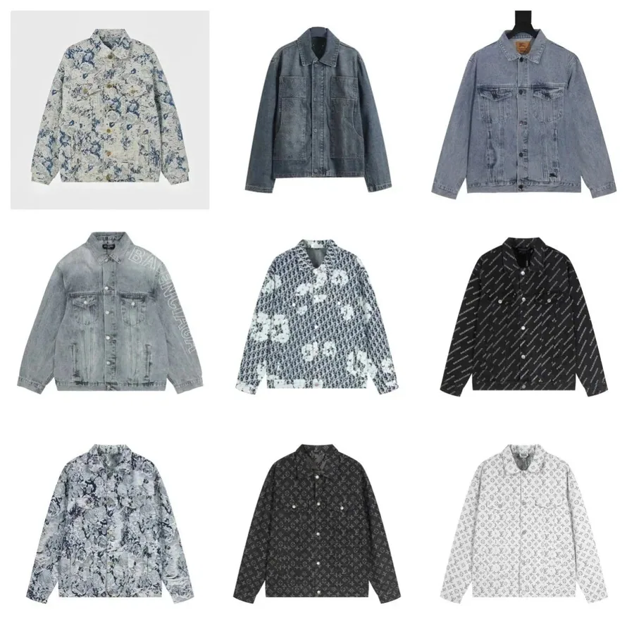 Balenciaga Denim Jacket with Logo Sleeve Print - Light Wash — listing photograph