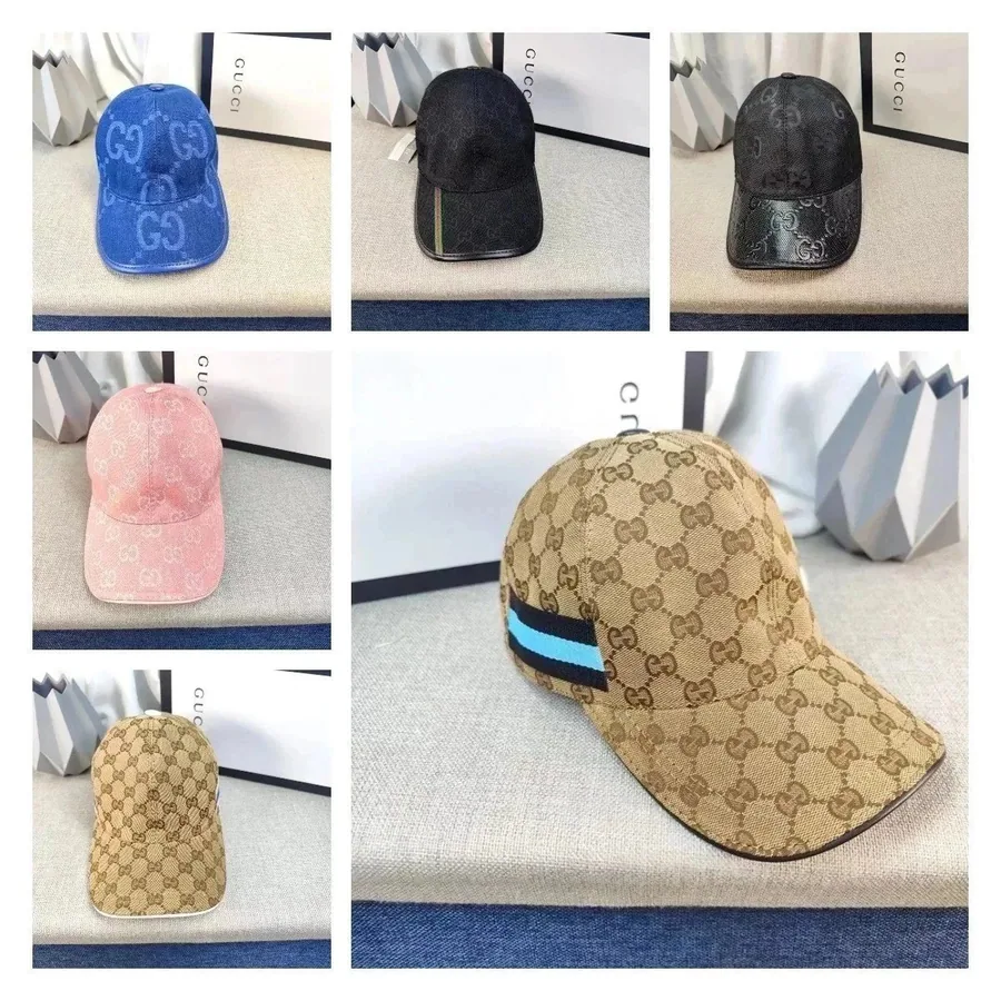 Gucci GG Monogram Baseball Cap Beige with Blue-Black Stripe — listing photograph