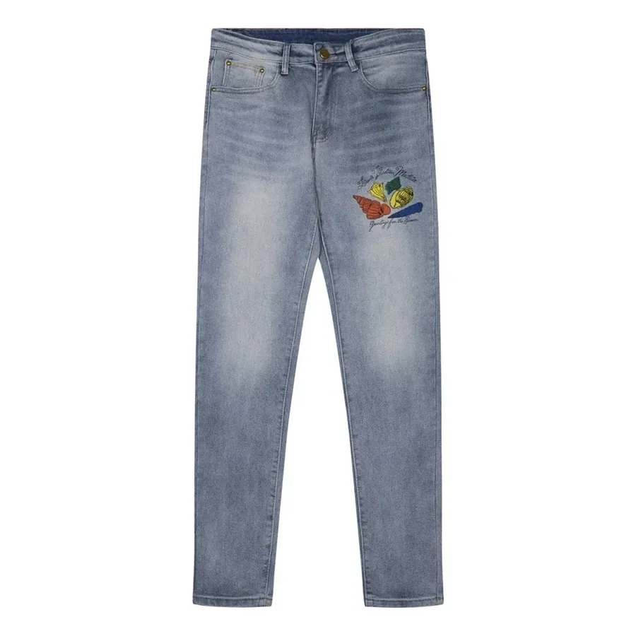 Louis Vuitton Embroidered Seashell Denim Jeans - Light Wash — listing photograph