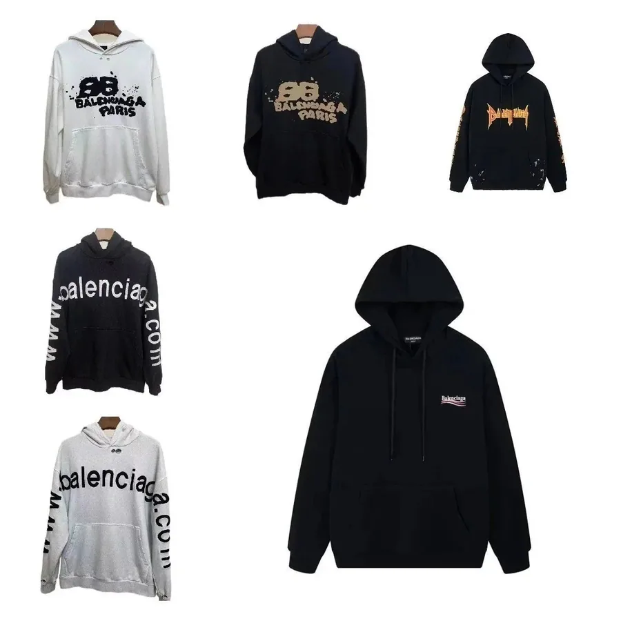 Balenciaga Oversized Hoodie with Logo Print Black — listing photograph