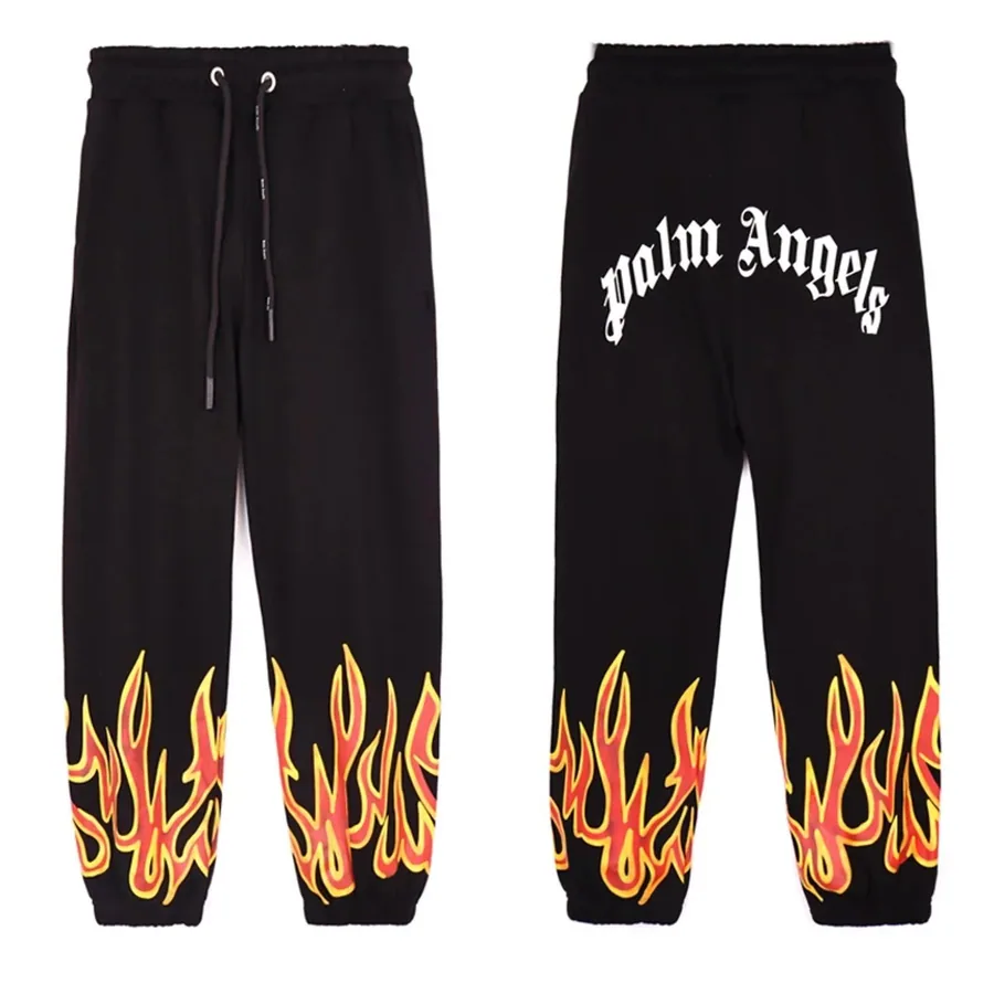 Palm Angels Flame Print Jogger Pants Black — listing photograph