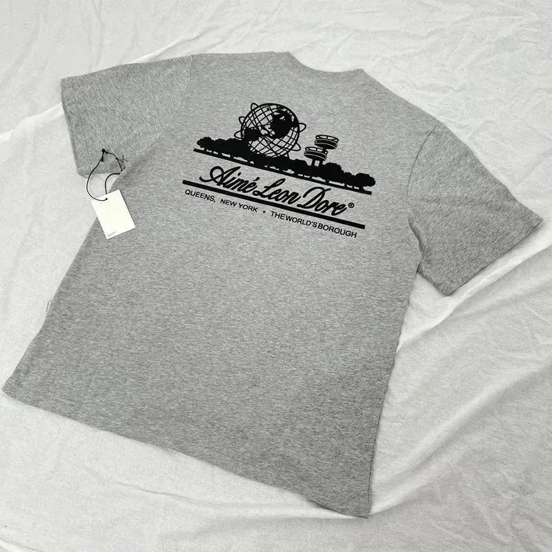 Aimé Leon Dore Gray Graphic Tee with Globe and Borough Design — listing photograph