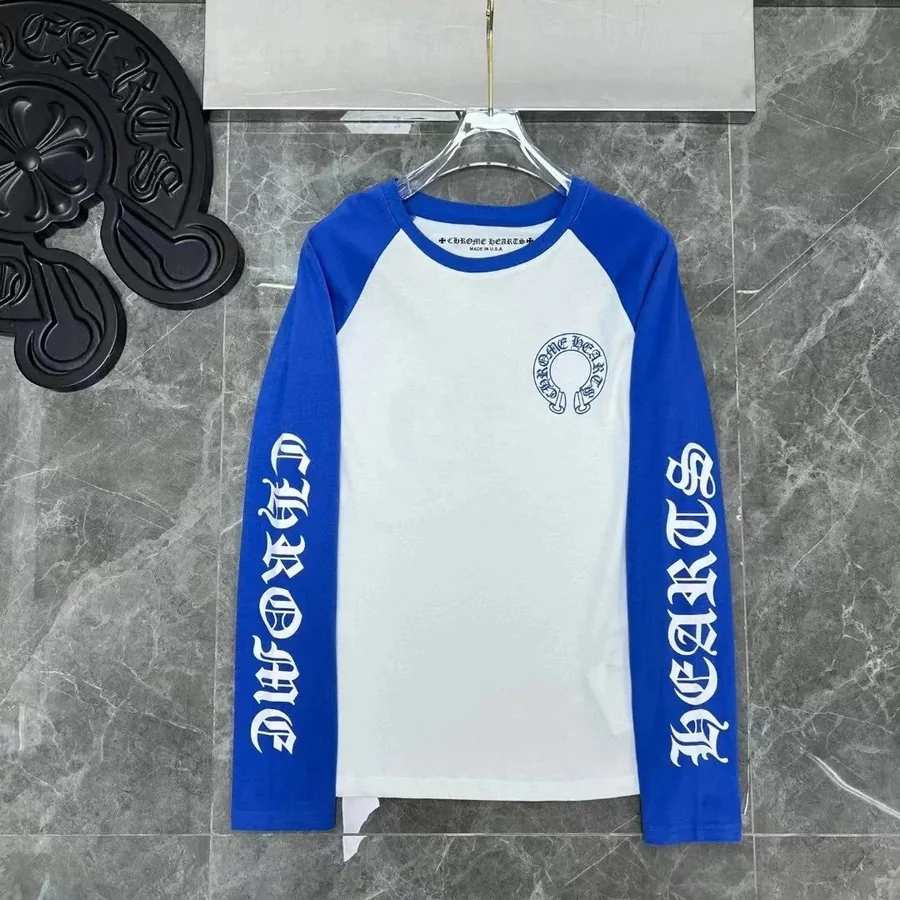 Chrome Hearts Raglan Long Sleeve T-Shirt Blue White Logo — listing photograph