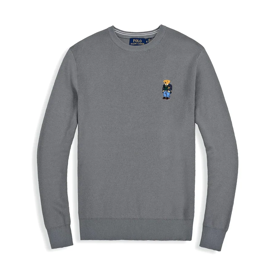 Polo Ralph Lauren Classic Bear Embroidered Crewneck Sweater - Gray — listing photograph
