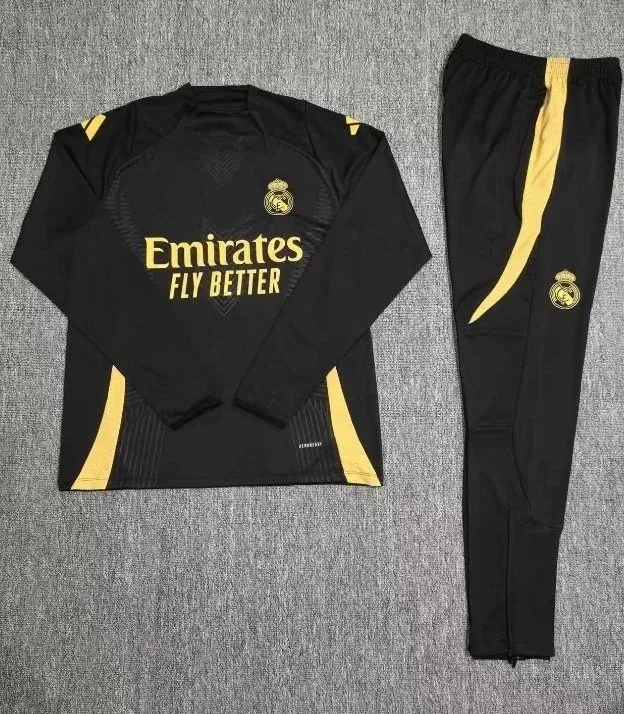 Real Madrid Black-Gold Training Set with Emirates Sponsorship — listing photograph