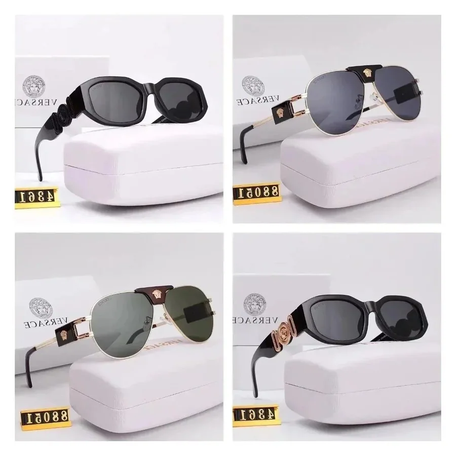 Versace Medusa Head Aviator & Geometric Sunglasses Black Gold — listing photograph