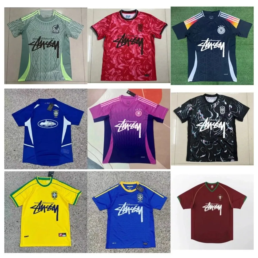 Stussy x National Team Soccer Jersey - Green Geometric Pattern — listing photograph