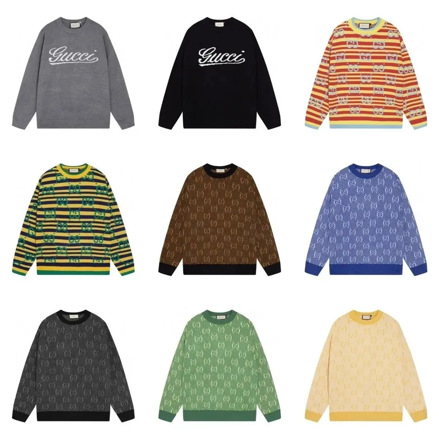 Gucci GG Pattern Knit Sweater in Multicolor Striped Design — listing photograph