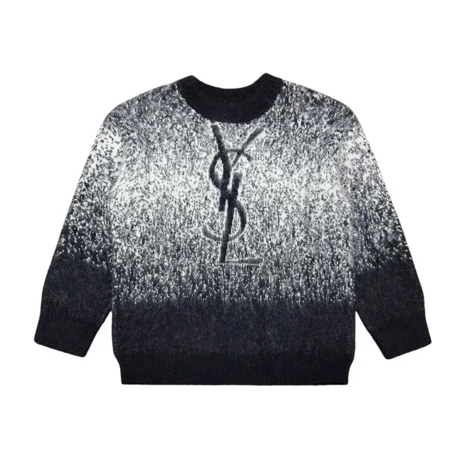 Saint Laurent Monogram Gradient Knit Sweater Black-White — listing photograph