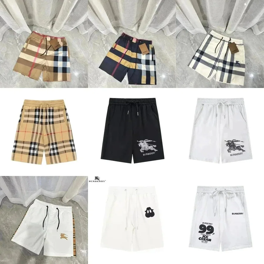 Burberry Classic Check Print Swim Shorts Beige Navy White — listing photograph