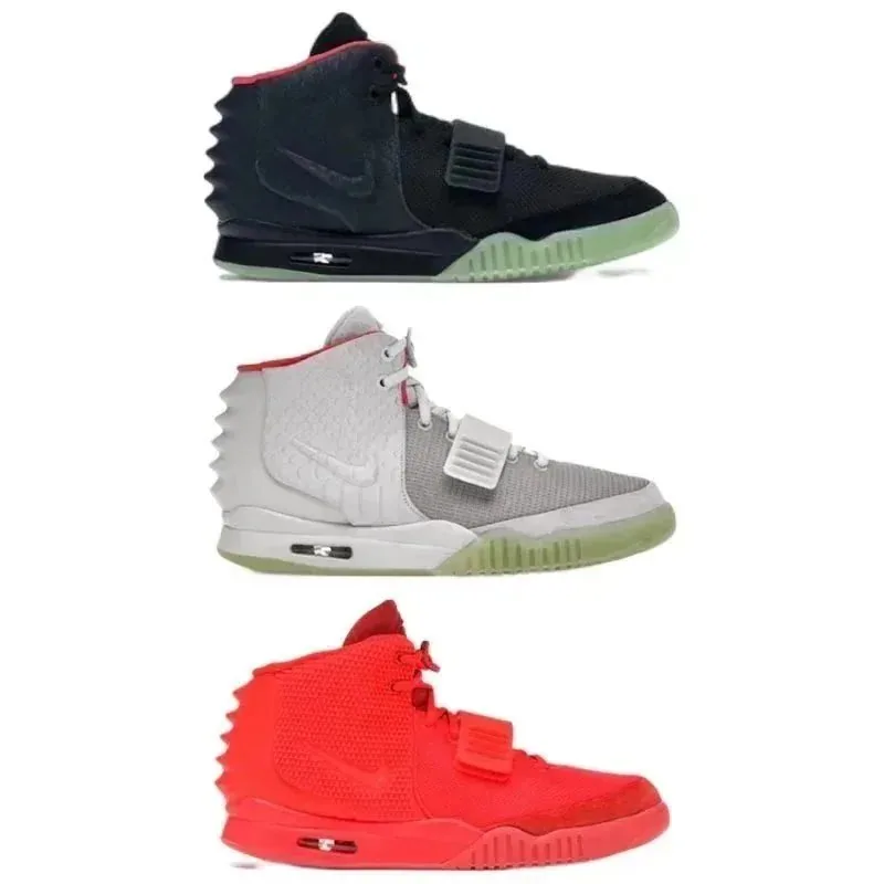 Nike Air Yeezy 2 Spiky High-Top Sneaker - Black/Red/Grey — listing photograph