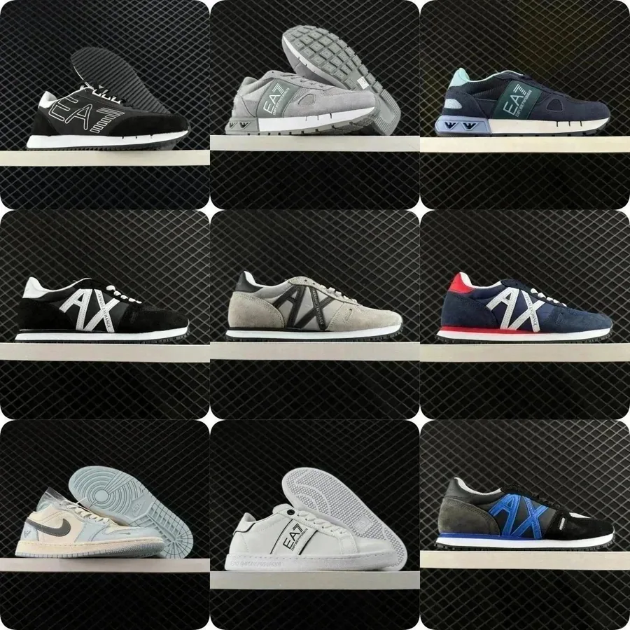 EA7 Track Runner Low-Top Sneaker - Black White Logo Design — listing photograph