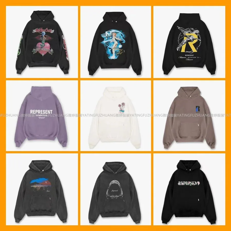 REPRESENT Hidden Crux Black Hoodie with Angel Heart Graphic — listing photograph