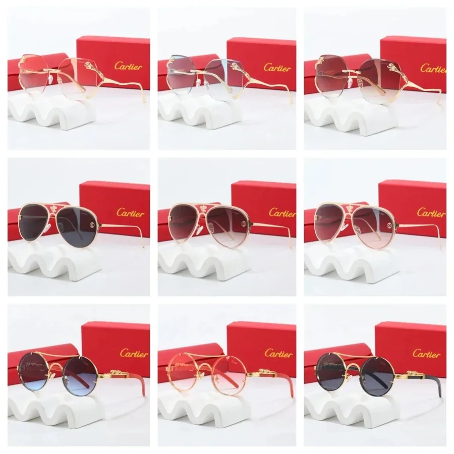 Cartier Panther-Embellished Gold-Tone Sunglasses with Gradient Lenses — listing photograph