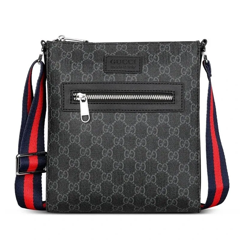 Gucci GG Marmont Mini Crossbody Bag Black Monogram Web Strap — listing photograph