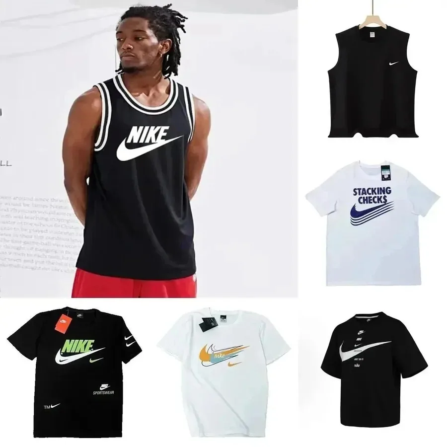 Nike Sportswear Swoosh Logo Black Tank Top with White Trim — listing photograph