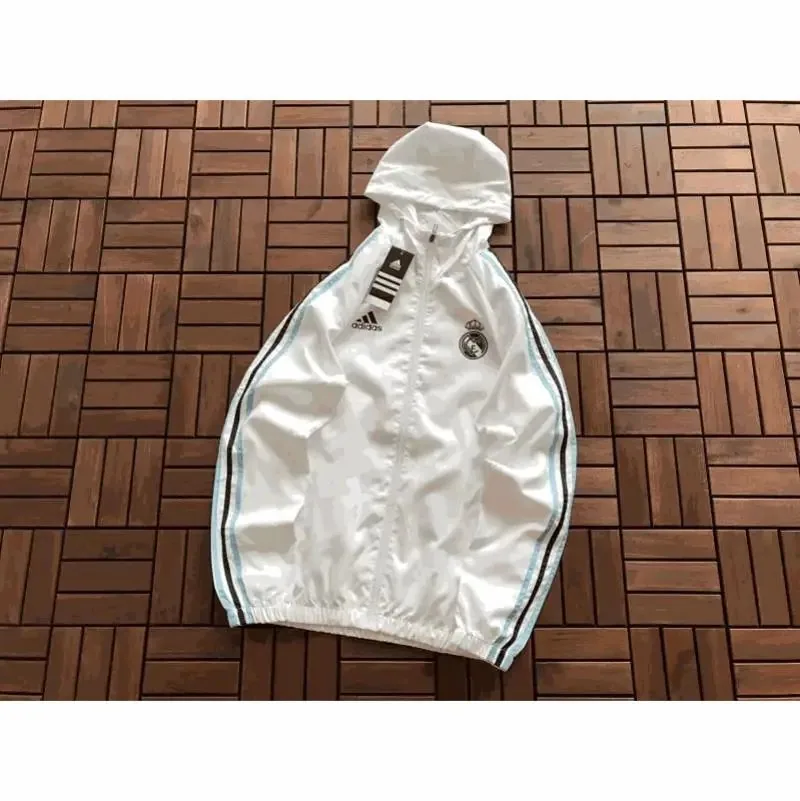 Adidas Real Madrid White Windbreaker Jacket with Hood — listing photograph