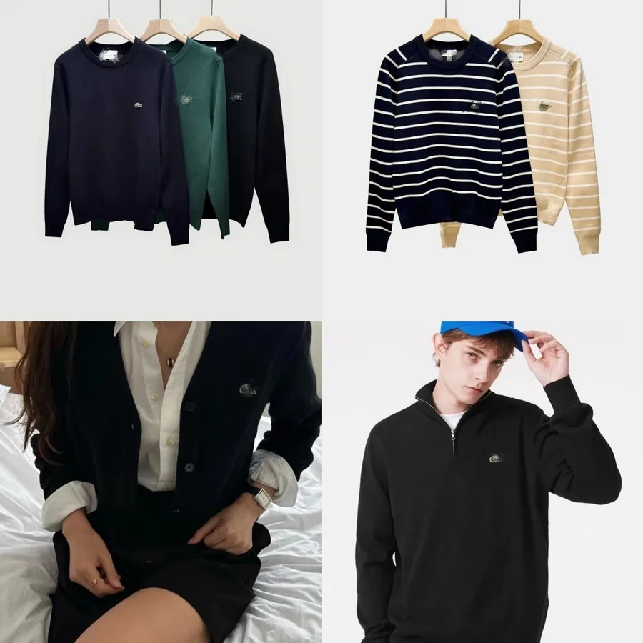 Lacoste Classic Crewneck Sweater with Embroidered Crocodile Logo — listing photograph