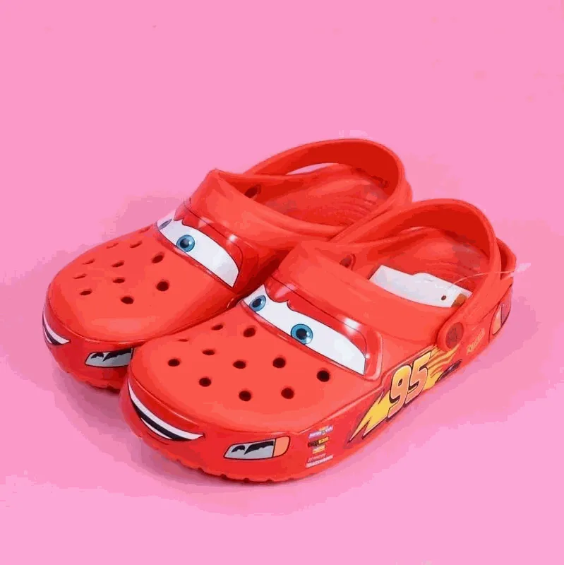 Crocs Lightning McQueen Kids Clogs - Vibrant Red with Eyes and 95 Logo — listing photograph