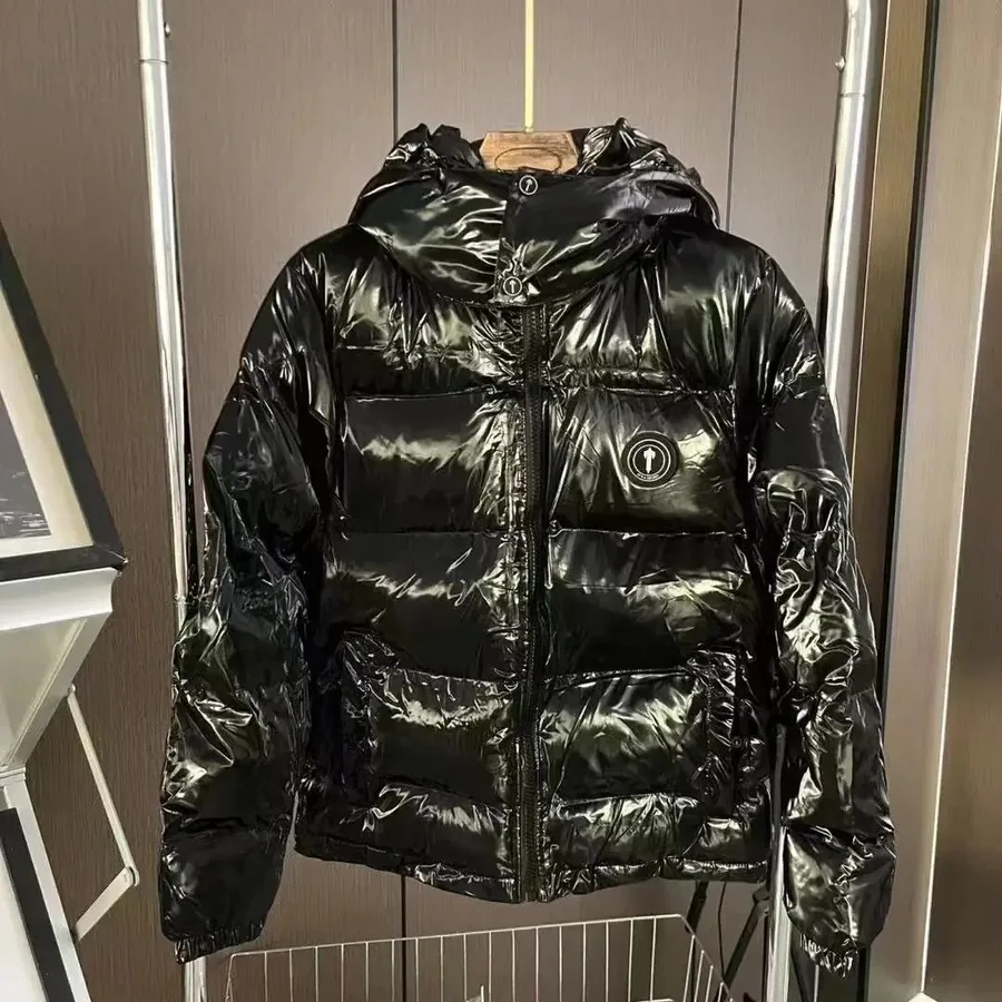 Moncler Genius Black Glossy Puffer Jacket with Hood — listing photograph
