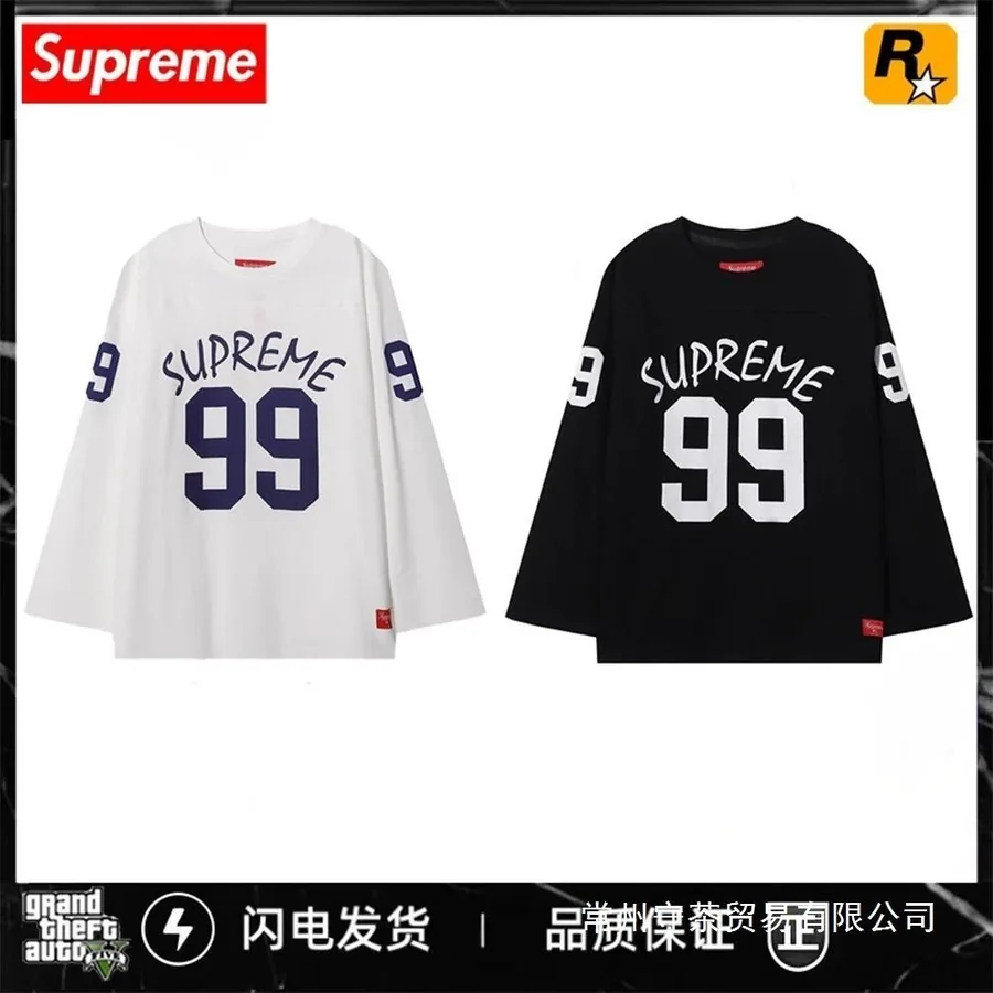 Supreme 99 Graphic Long Sleeve Jersey Tee White/Black — listing photograph