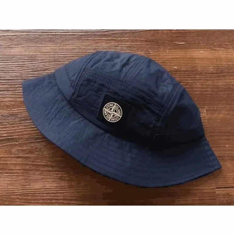 Stone Island Compass Logo Bucket Hat Navy Blue Ripstop — listing photograph