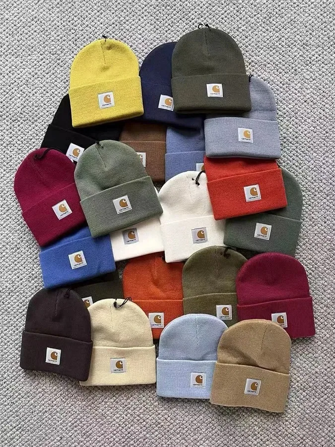Carhartt WIP Acrylic Knit Beanie with Logo Patch - Olive Green — listing photograph