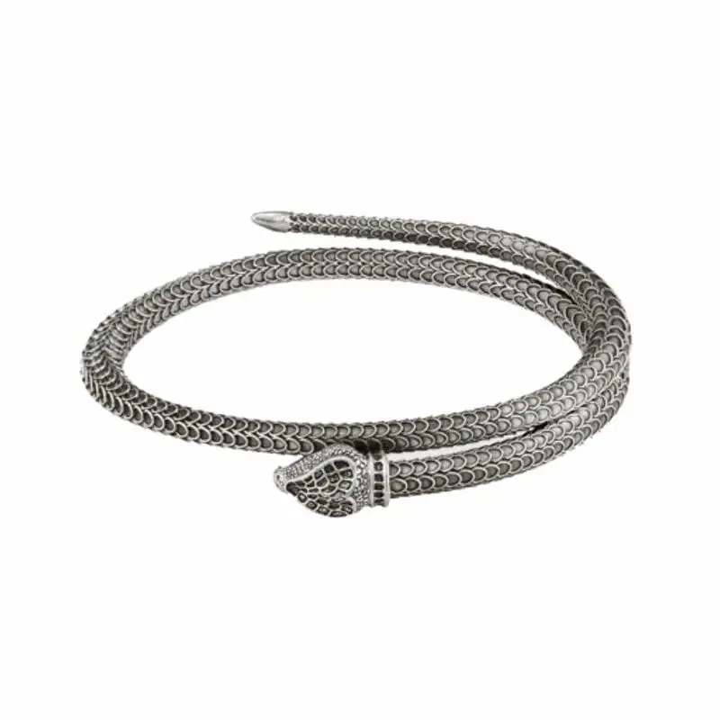Gucci Serpentis Silver Snake Cuff Bracelet with Scaled Texture — listing photograph
