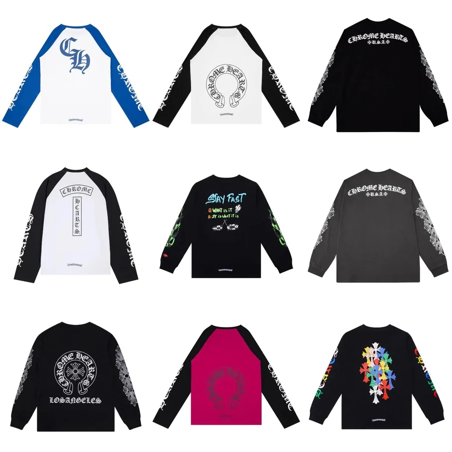 Chrome Hearts Raglan Long Sleeve Tee - Multi-Color Cross Print — listing photograph
