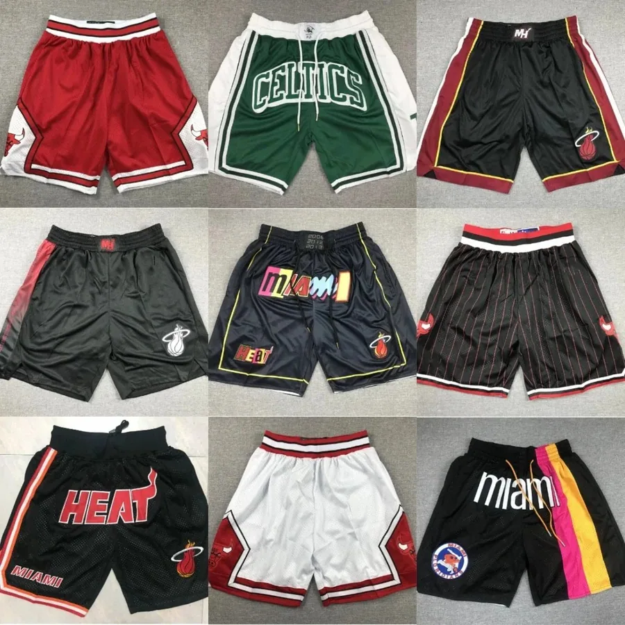 Mitchell & Ness Miami Heat Retro Mesh Shorts - Black Red — listing photograph