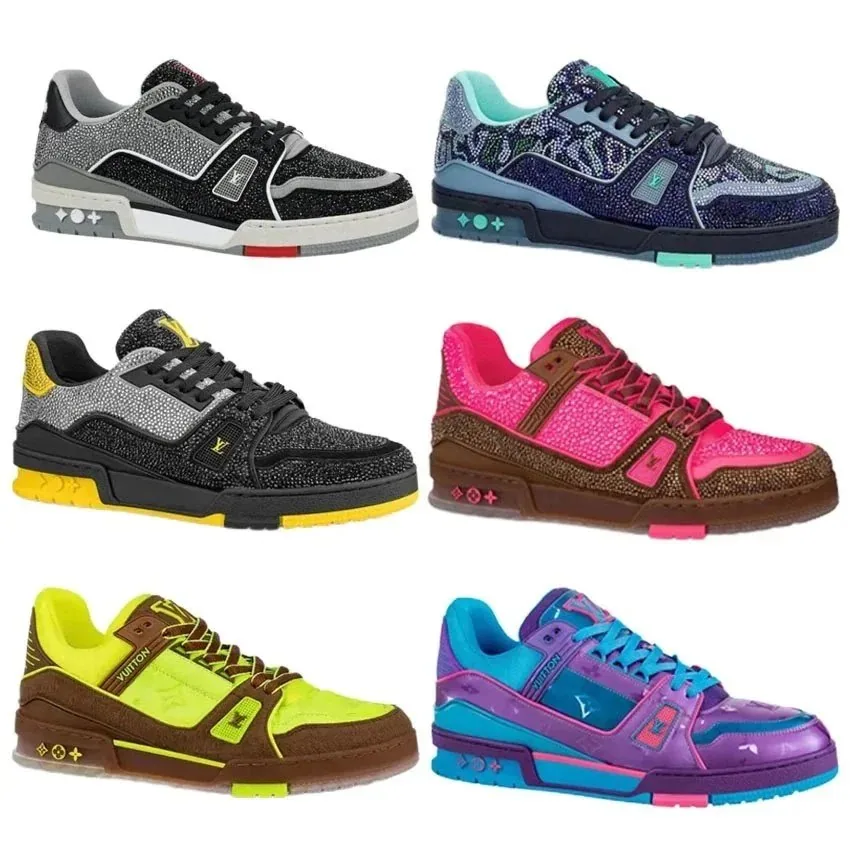 Louis Vuitton Trainer Crystal-Embellished Sneaker Neon Pink — listing photograph