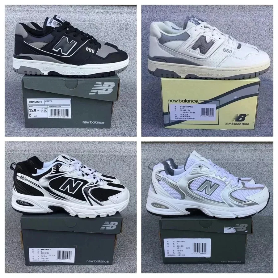 New Balance 550 Black Grey White Retro Basketball Sneaker — listing photograph