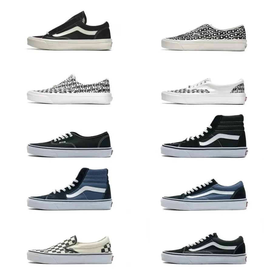 Vans Old Skool Black White Checkerboard Slip-On Skate Shoes — listing photograph