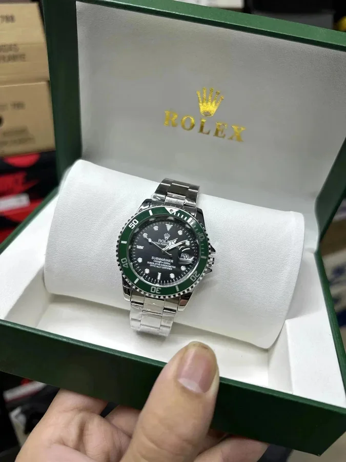 Rolex Submariner Green Bezel Black Dial Steel Watch — listing photograph