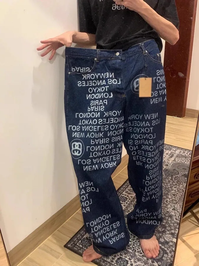GmbH City Print Wide-Leg Denim Jeans - Deep Indigo — listing photograph