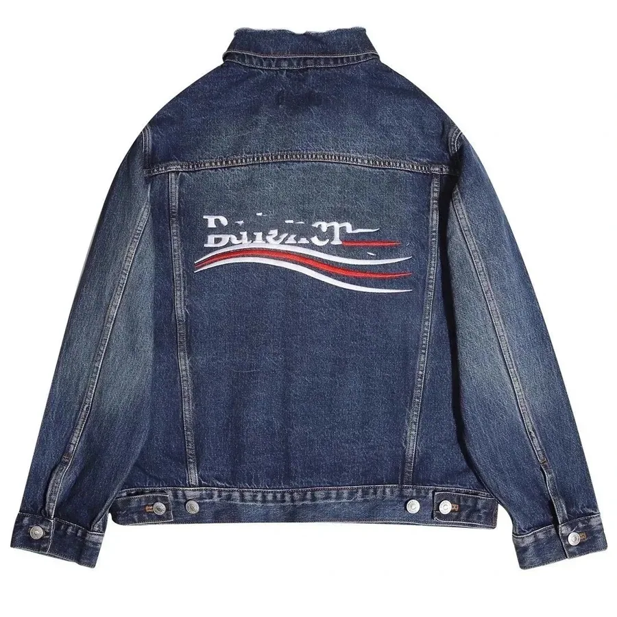 Balenciaga Denim Jacket with Signature Logo Embroidery — listing photograph