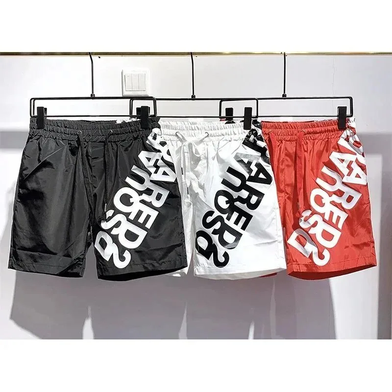 DSQUARED2 Logo Print Swim Shorts - Black White Red — listing photograph